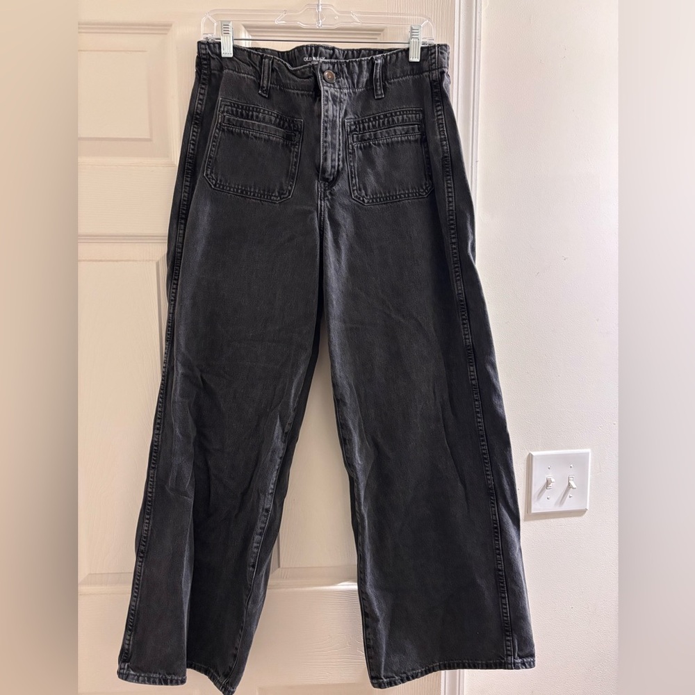 Old Navy Women's Dark Gray Baggy Wide Leg Jeans